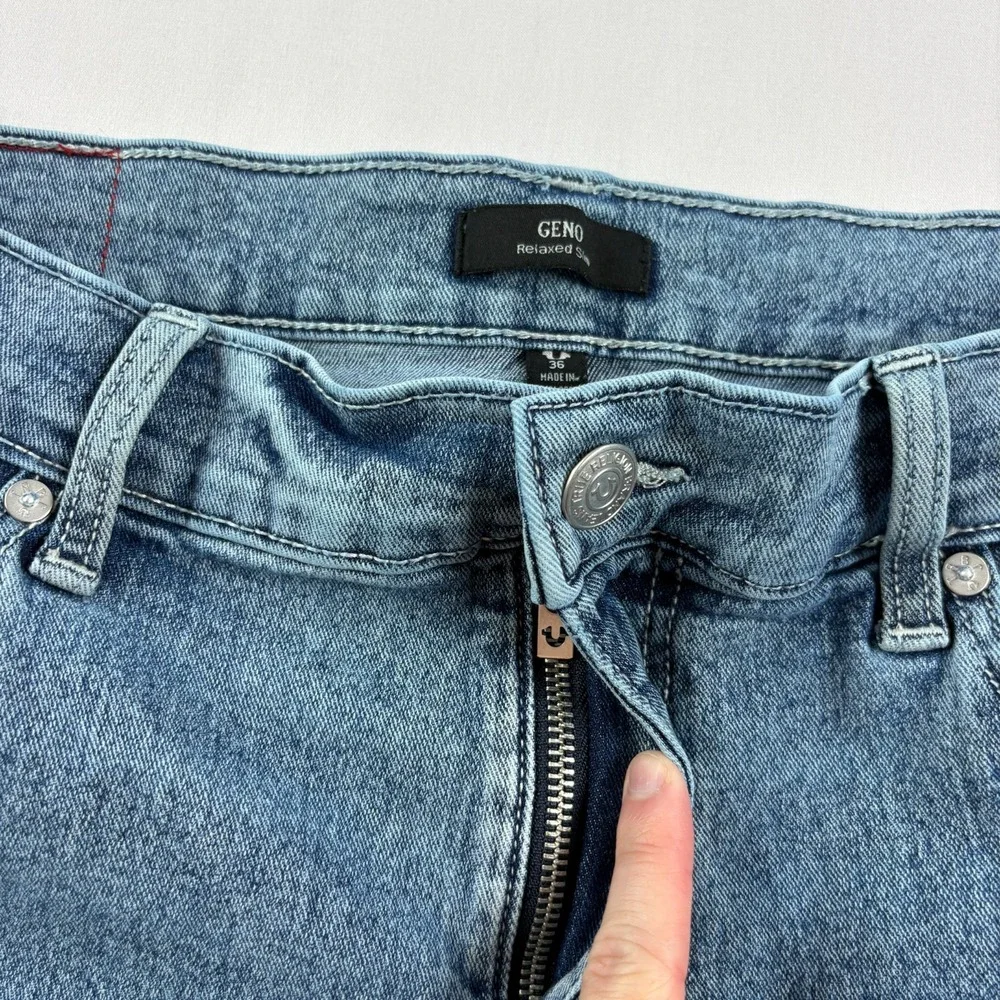 True Religion Jeans Mens 36x31 Blue Geno Relaxed Slim Fit Stretch Denim